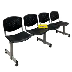 TEMEL - Banca de Espera Tándem de 4 Asientos Color Negro – Modelo T4 –