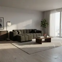 GENERICO - Seccional Cuadri en Tela Chenille Antifluido Sofá Moderno y Confortable