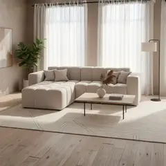 GENERICO - Seccional Cuadri en Tela Chenille Antifluido Sofá Moderno y Confortable