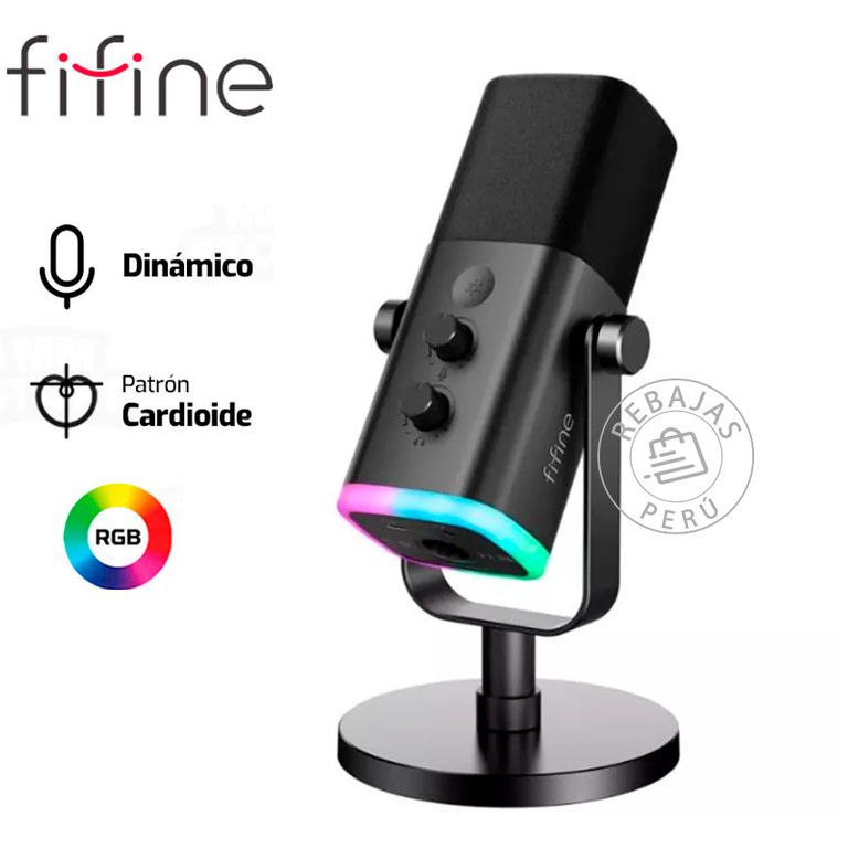 Micrófono AM8 Black Dinámico USBXLR con RGB y Mute