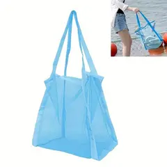 GENERICO - Bolsa de Playa de Malla Secado Rápido Tote Bag Grande Juguetes Azul