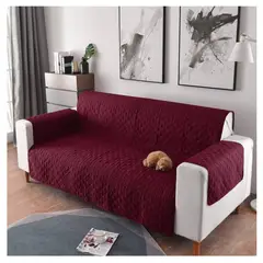 GENERICO - FUNDA DE SOFA PROTECTORA IMPERMEABLE NTIDESLIZANTEA 3 CUERPOS GUINDA