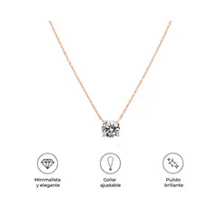 S&T - Collar Minimalista Cristal Brillante Oro Rosa