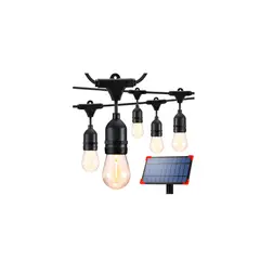 GENERICO - Luces Guirnalda Foco Vintage Con Panel Solar Y Corriente 10 metros Negro