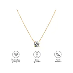 S&T - Collar Minimalista Cristal Brillante color Oro