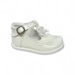 GENERICO - Zapato Charol pibe Flor Blanco escarchado para bebé niña