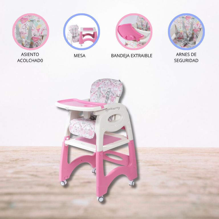 Silla de Comer 3 en 1 «LARA» Pink