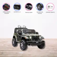 JEEP - Carro a Batería «RUBICON» Camuflado Licenciado Pantalla MP4