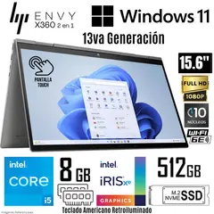HP - Laptop Envy X360 2 en 1 15-EW1058 Intel Core i5-1335U 8GB RAM 512GB SSD 15.6" FHD Touch