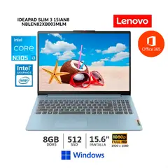 LENOVO - Laptop IdeaPad Slim 3 15IAN8 15.6" FHD Core i3-N305 8GB DDR5 RAM 512GB SSD