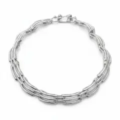 VANDRALA - PULSERA DE PLATA TIPO TRES LINEAS 19CM