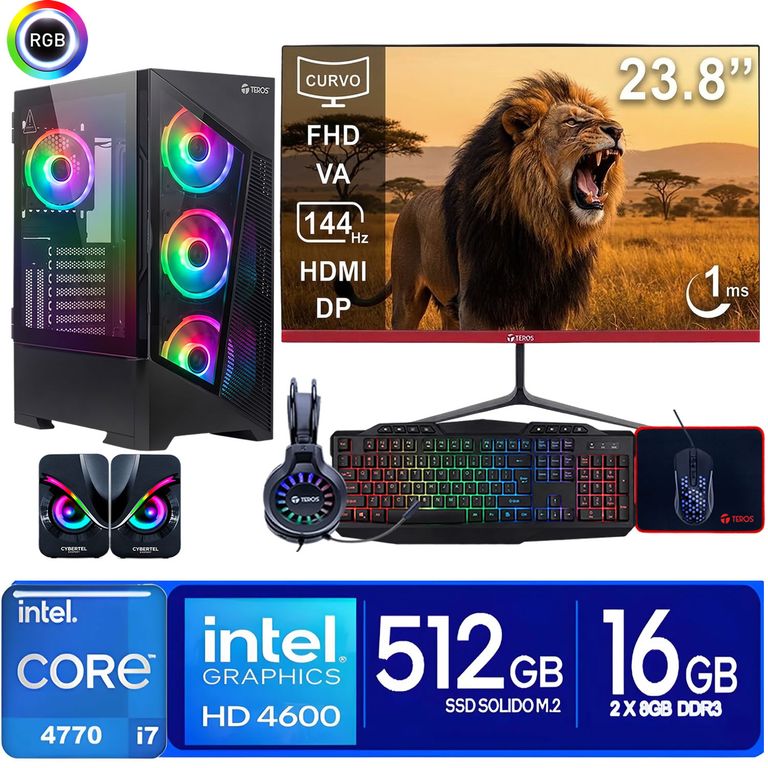 Computadora Pc Core i7 4770 Monitor 24 fhd' RAM 16 GB SSD 50