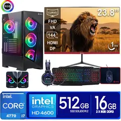 INTEL - Computadora Pc Core i7 4770 Monitor 24 fhd' RAM 16 GB SSD 500 GB PARLANTES.
