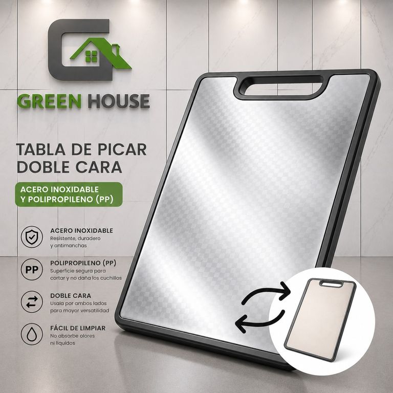 TABLA DE PICAR REVERSIBLE ACERO INOXIDABLE
