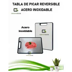 GREEN HOUSE - TABLA DE PICAR REVERSIBLE ACERO INOXIDABLE