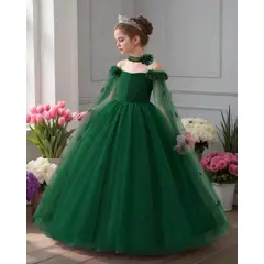 GENERICO - Vestido Princesa Niña Verde Talla 10 + Gargantilla