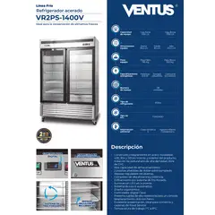 VENTUS - Refrigerador Industrial Acerado 1335 Litros De Vidrio, VR2PS-1400V -