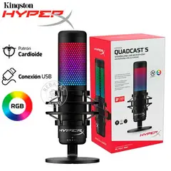 HYPERX - Micrófono QuadCast S RGB USB con Iluminación Personalizable para Streaming Podcast y Gaming