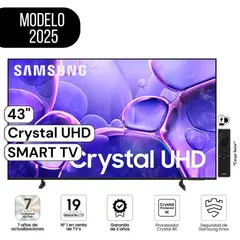SAMSUNG - Televisor 43 Crystal UHD 4K Smart TV 43U8000F Modelo 2025
