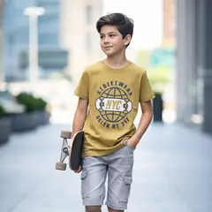 LE PETIT COMPANY - Polo Niño Brooklyn Mostaza 100% Algodón