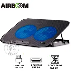 AIRBOOM - Cooler Twister AB011 2 Ventiladores LED 12.5 cm Laptop