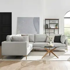 GENERICO - Seccional Adma en Tela Chenille Antifluido con Patas de Acero Dorado