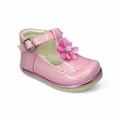 GENERICO - Zapato Charol pibe Flor Rosado escarchado para bebé niña