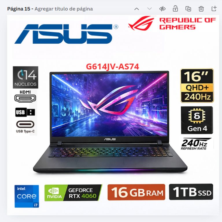 ROG STRIX G16 GAMING Core™ i7-13650HX 1TB SSD 16GB 16" WIN11 RTX 4060 8192MB