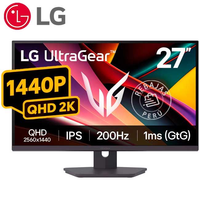 Monitor Gamer UltraGear 27 QHD IPS 200Hz 1ms HDR400 FreeSync