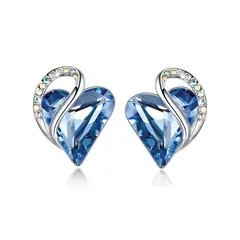 S&T - Aretes Infinity Love Corazón Infinito con Cristal Natal Azul