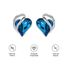 S&T - Aretes Infinity Love Corazón Infinito con Cristal Natal Azul intenso