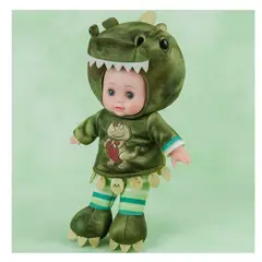 GENERICO - Muñeca Infantil con Disfraz de Dinosaurio T-Rex Verde Colección Dino Fantasy