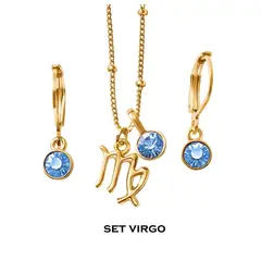 ESIKA - Set Collar + Aretes Virgo Signos Zodiacales Baño de Oro 24k y Cristales