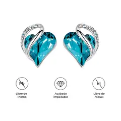 S&T - Aretes Infinity Love Corazón Infinito con Cristal Natal Celeste