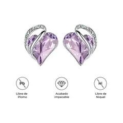 S&T - Aretes Infinity Love Corazón Infinito con Cristal Natal Lila