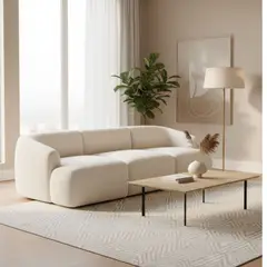 GENERICO - Seccional Sofía Estilo Curvo Derecho en Tela Chenille Antifluido Sofá Moderno y Elegante