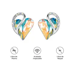 S&T - Aretes Infinity Love Corazón Infinito con Cristal Natal Perlado