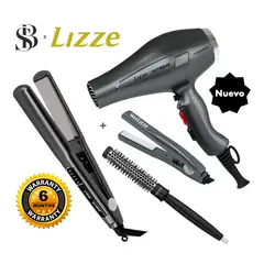 LIZZE - PLANCHA 480F Y SECADORA 2400W CABELLO EXTREME + CEPILLO TERMIX
