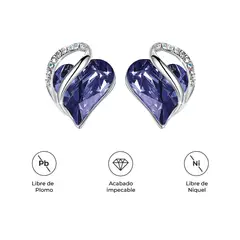 S&T - Aretes Infinity Love Corazón Infinito con Cristal Natal Morado