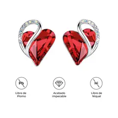 S&T - Aretes Infinity Love Corazón Infinito con Cristal Natal Rojo