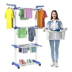 GENERICO - Colgador De Ropa plegable tendedero de ropa secador multifunción azul 60kg