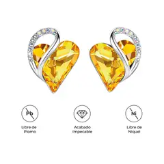 S&T - Aretes Infinity Love Corazón Infinito con Cristal Natal Amarillo