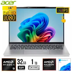 ACER - LAPTOP SF14-61T-R67L 14" FHD IPS AMD Ryzen9 AI 365 RAM 32GB LPDDR5 1TB SSD W11 HOME