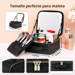 OEM - Estuche De Maquillaje Con Espejo Luz Led Cosmetiquera NEGRO