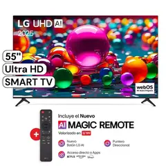 LG - Televisor 55" LED UHD 4K Smart TV ThinQ AI 55UA8000PSAB + Magic Remote - Nuevo 2025
