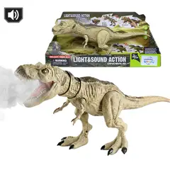 PEQUEÑAS TRAVESURAS - Juguete Dinosaurio T-Rex Beige Bota Humo con Luces y Sonidos