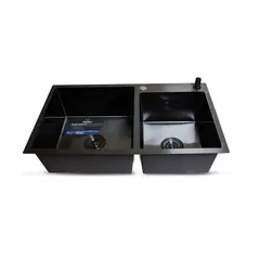 FRATELLI - LAVADERO P MARMOL DOBLE POZA 82X45X23CM NANO BLACK INFINITY PREMIUM -