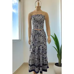 GENERICO - CONJUNTO FALDA Y TOP PARA MUJER FLOREADO