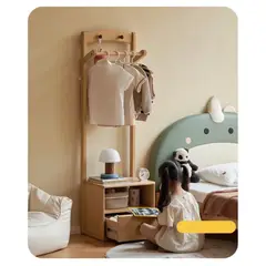 DIBA MUEBLES - Velador con Perchero de Madera Infantil Remy