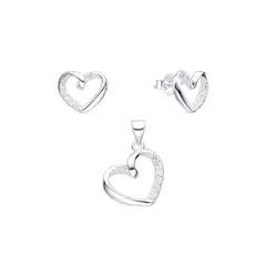 SANTORAL - Juego Corazones Brillos - Plata